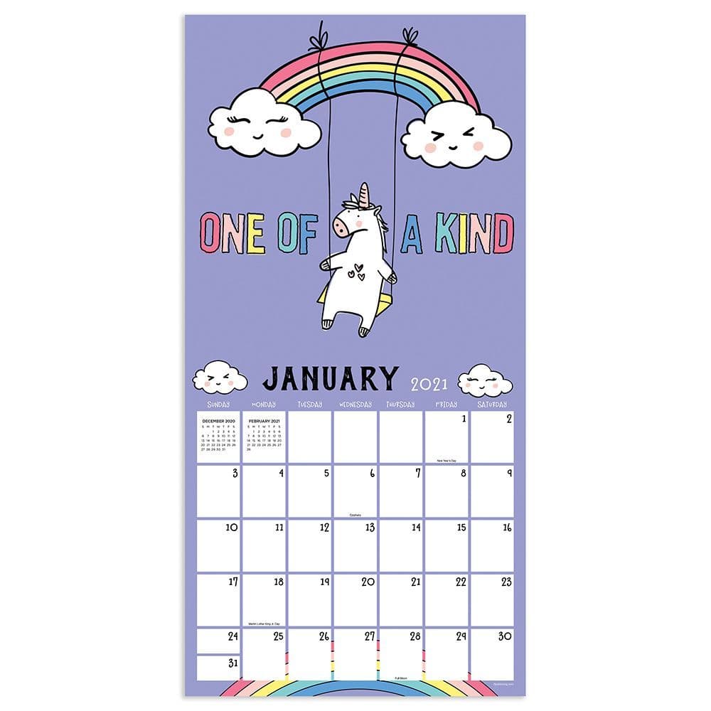 Unicorns Sparkle On Wall Calendar