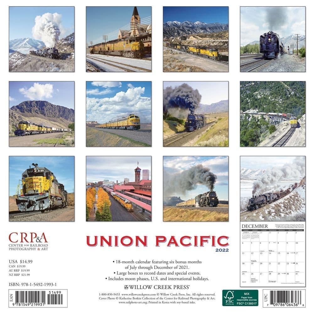 Union Pacific Railroad 2022 Wall Calendar - Calendars.com