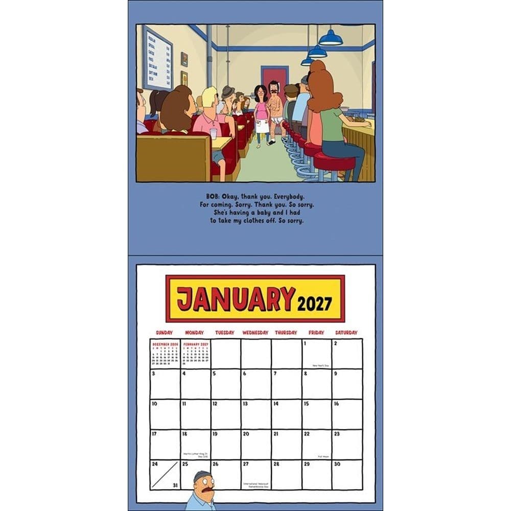 Bobs Burgers 2027 Wall Calendar Second Alternate Image