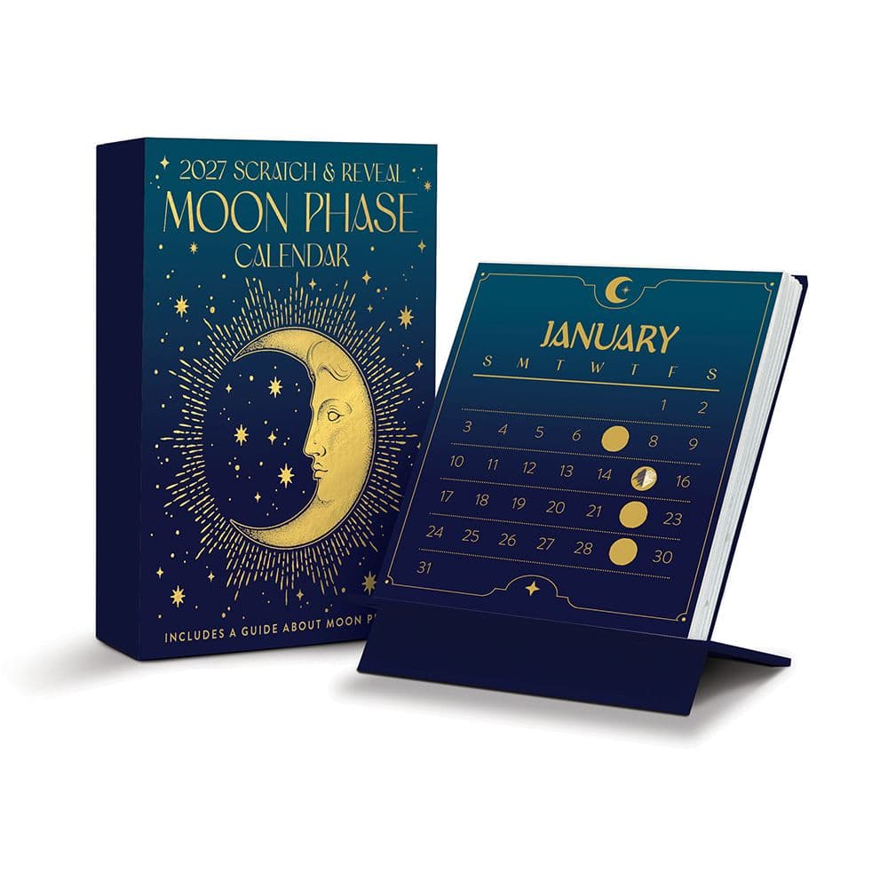 Moon Phases Scratch and Reveal 2027 Desk Calendar Main Product Image