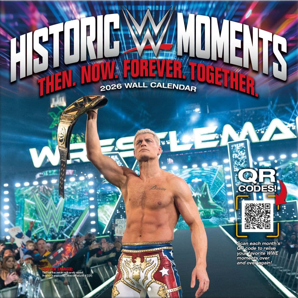 WWE Historical Events 2026 Wall Calendar Main Product Image