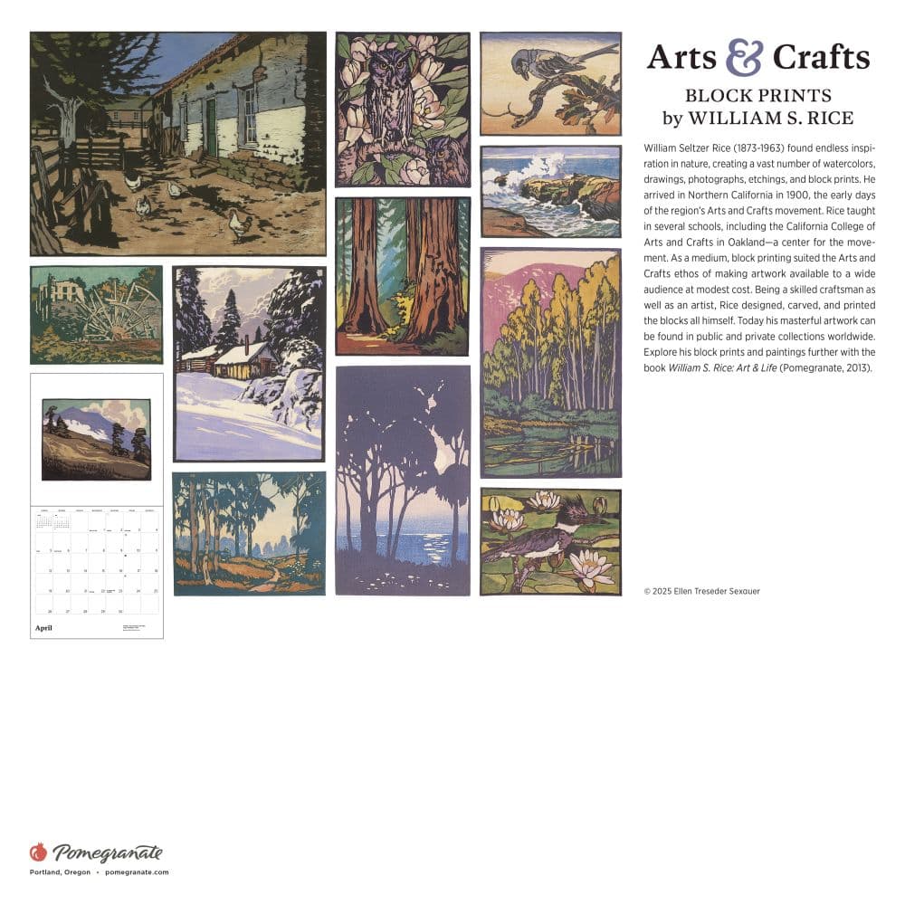 Arts and Crafts 2026 Wall Calendar by William S. Rice First Alternate Image