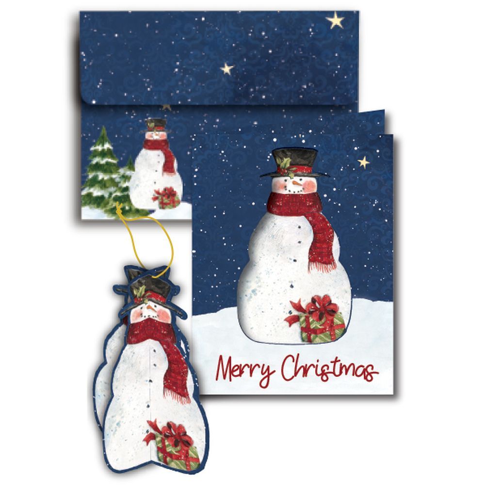 Sam Snowman Die-Cut 3D Ornament Christmas Cards (8 pack) by Susan Winget