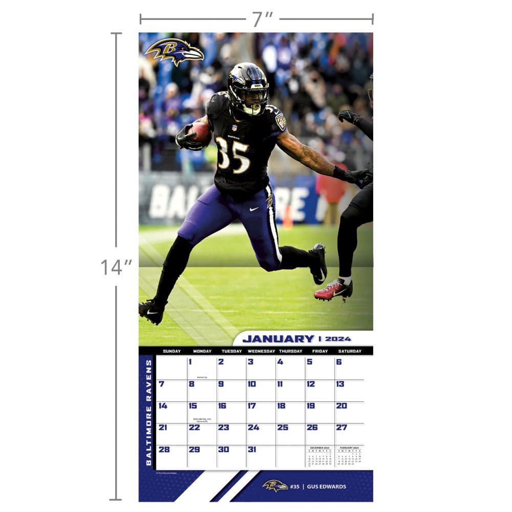 Baltimore Ravens 2024 Mini Wall Calendar