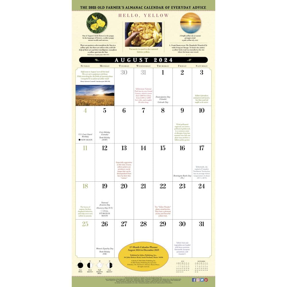 Old Farmers Almanac Everyday Advice 2025 Wall Calendar Second Alternate Image width=&quot;1000&quot; height=&quot;1000&quot;