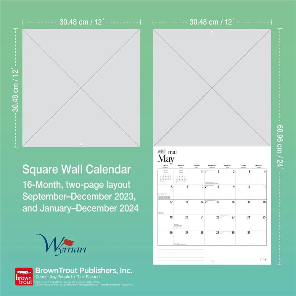 Wildflowers 2024 Wall Calendar measures
