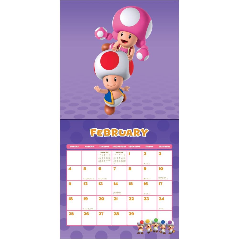 Super Mario Brothers 2024 Wall Calendar February