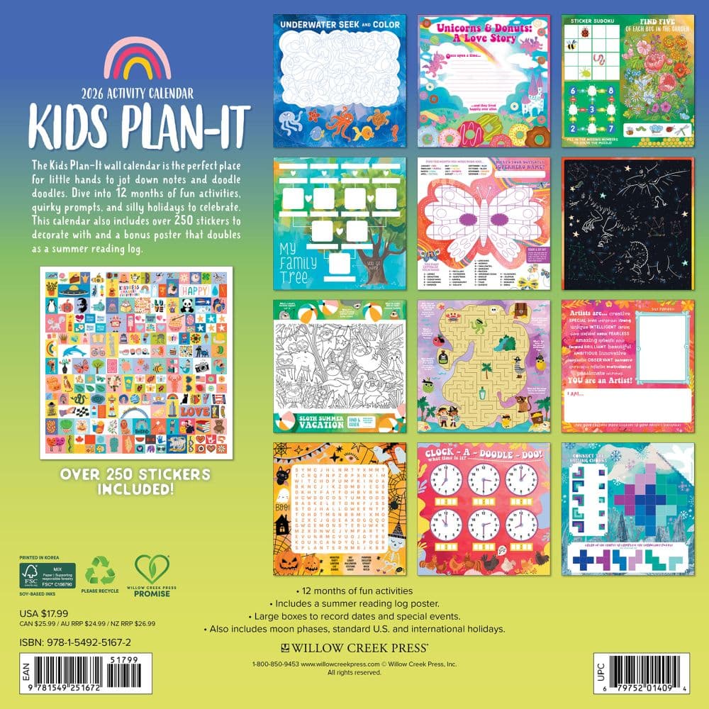 Kids Plan It 2026 Wall Calendar First Alternate Image