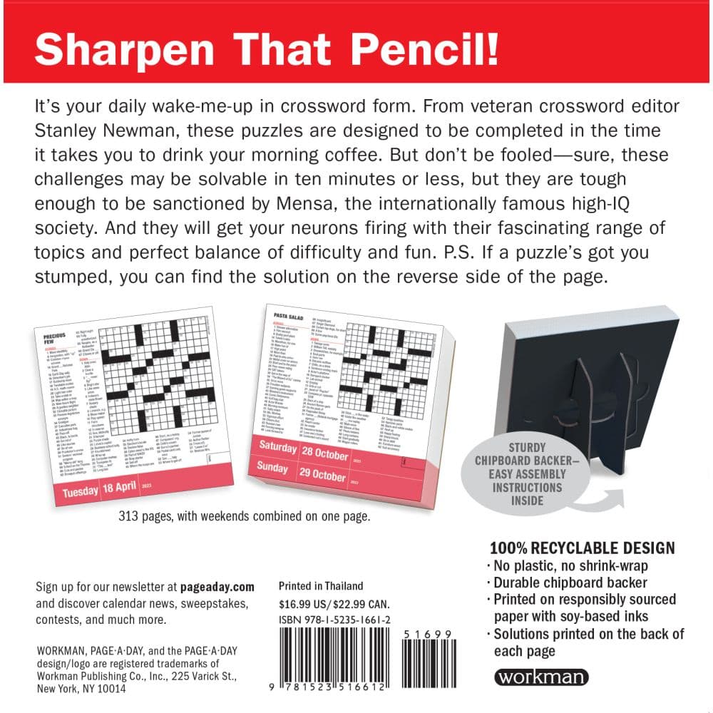 Mensa 10 Minute Crossword Puzzles 2023 Page A Day Calendar Calendars