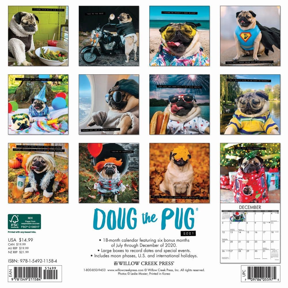 Doug The Pug Wall Calendar Calendars
