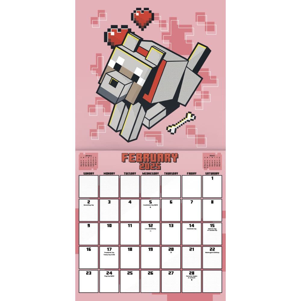Minecraft Exclusive with Decal 2025 Wall Calendar Third Alternate Image