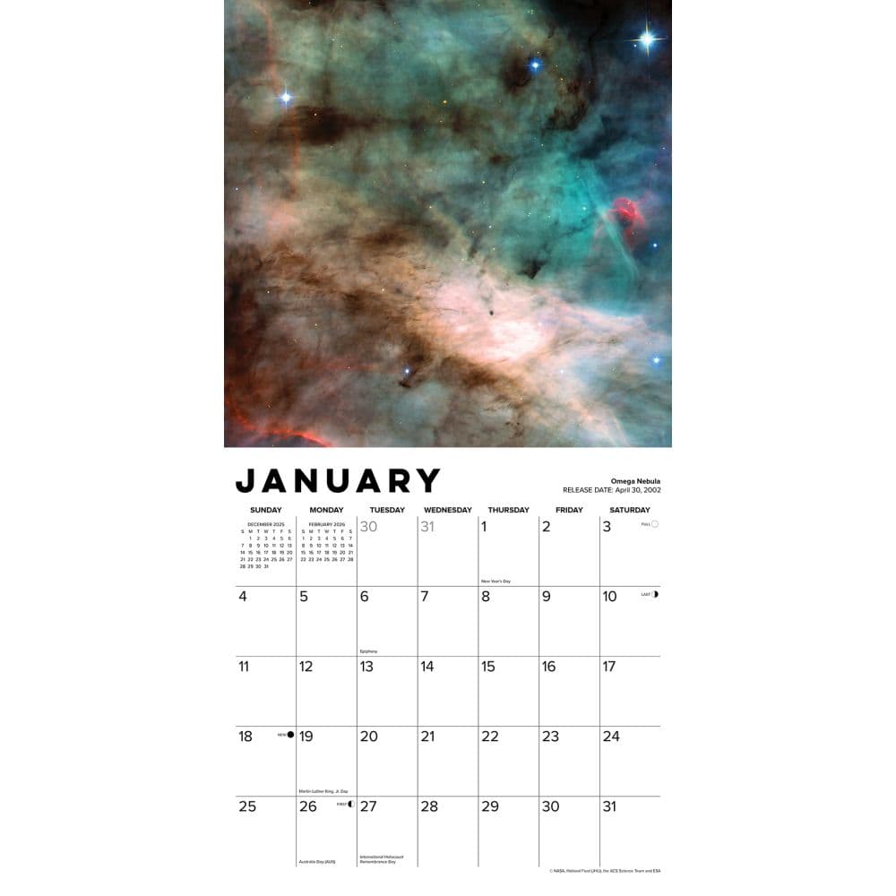 Images From The Hubble Space Telescope 2026 Wall Calendar Second Alternate Image