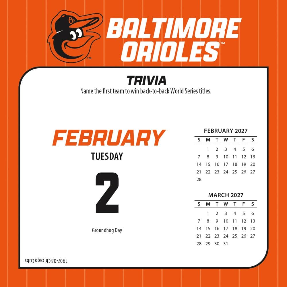MLB Baltimore Orioles 2027 Desk Calendar Third Alternate Image