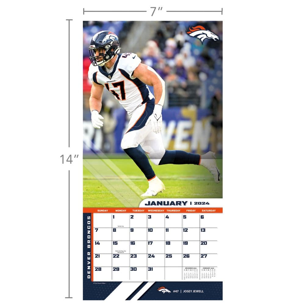 Denver Broncos 2024 Mini Wall Calendar