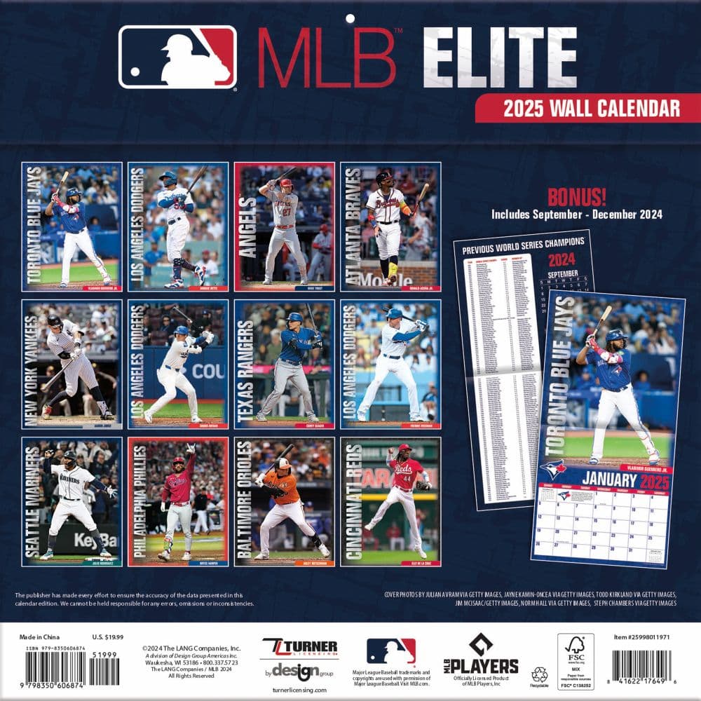 MLB Elite 2025 Wall Calendar First Alternate Image