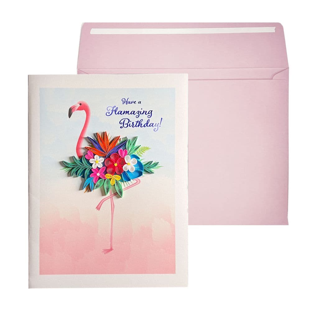 Flamingo Quilling Birthday Card - Calendars.com