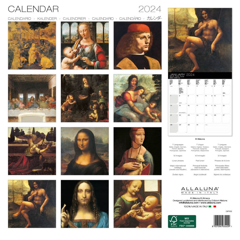 Leonardo 2024 Wall Calendar Alt1