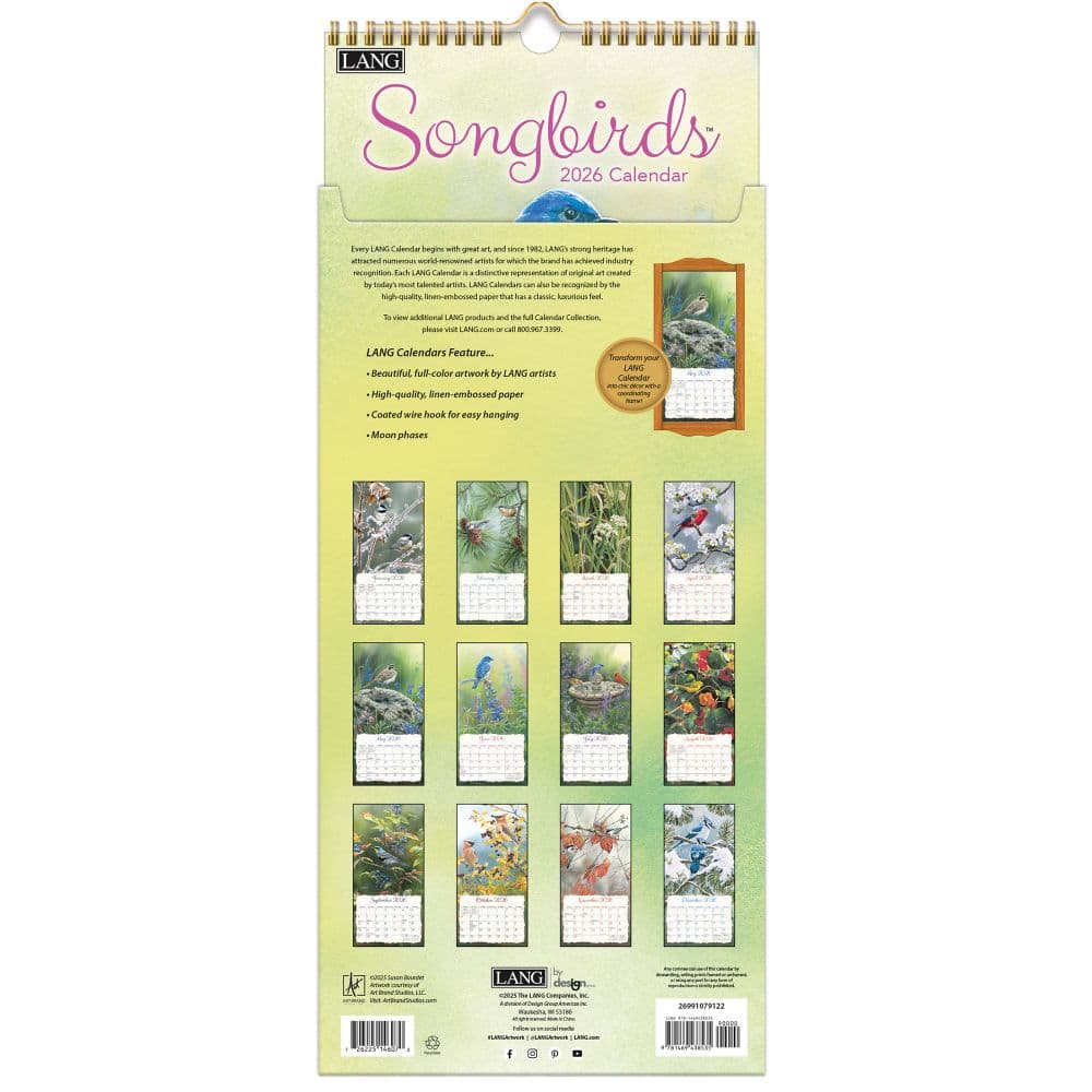 Songbirds 2026 Vertical Wall Calendar_ALT3