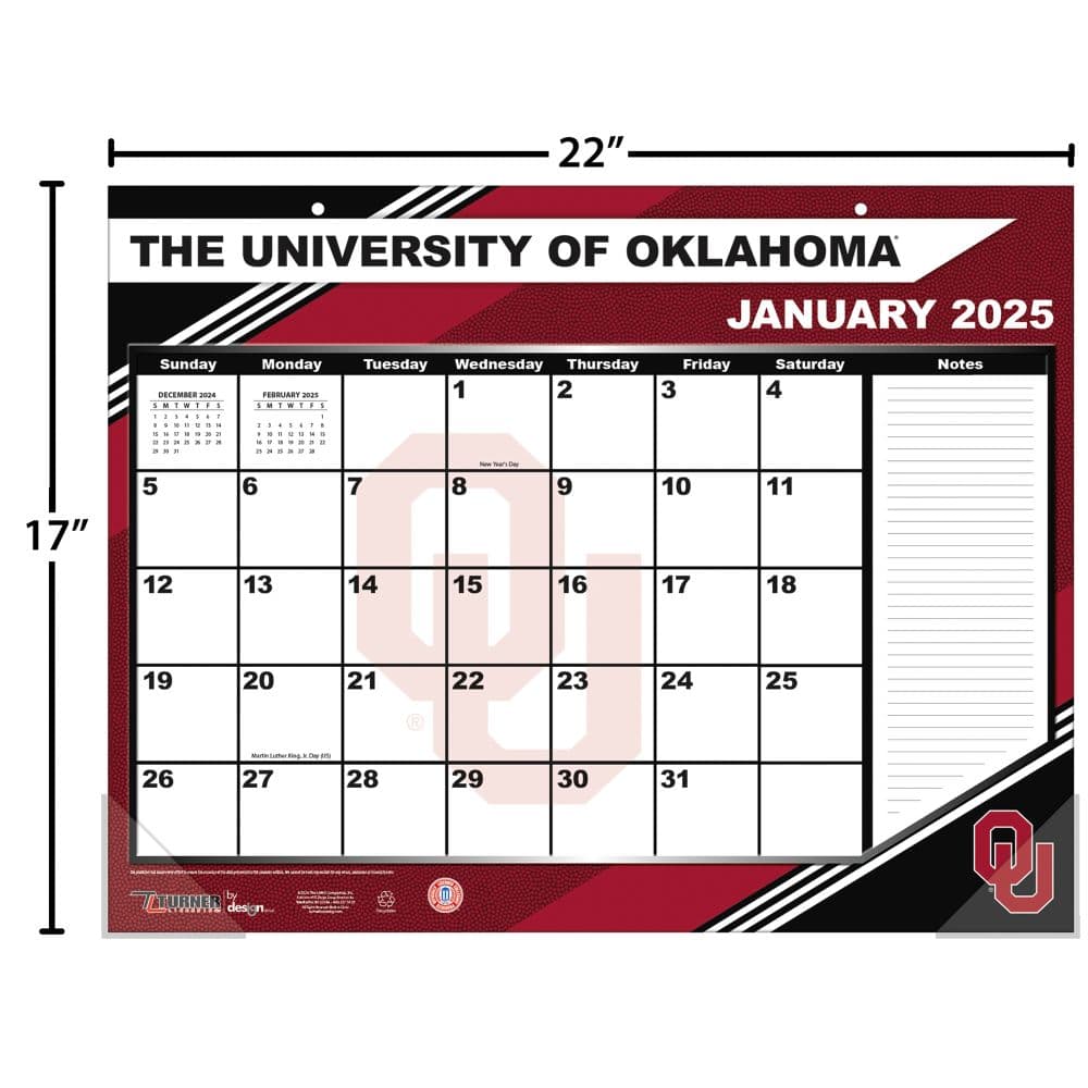 COL Oklahoma Sooners 2025 Desk Pad Fourth Alternate