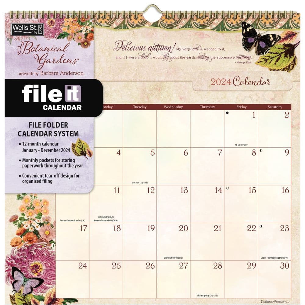 Botanical Gardens File It 2024 Wall Calendar - Calendars.com