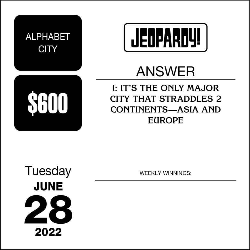 Jeopardy! 2022 Day-To-Day Calendar - Calendars.com