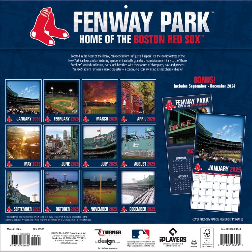 MLB Fenway Park 2025 Wall Calendar First Alternate Image