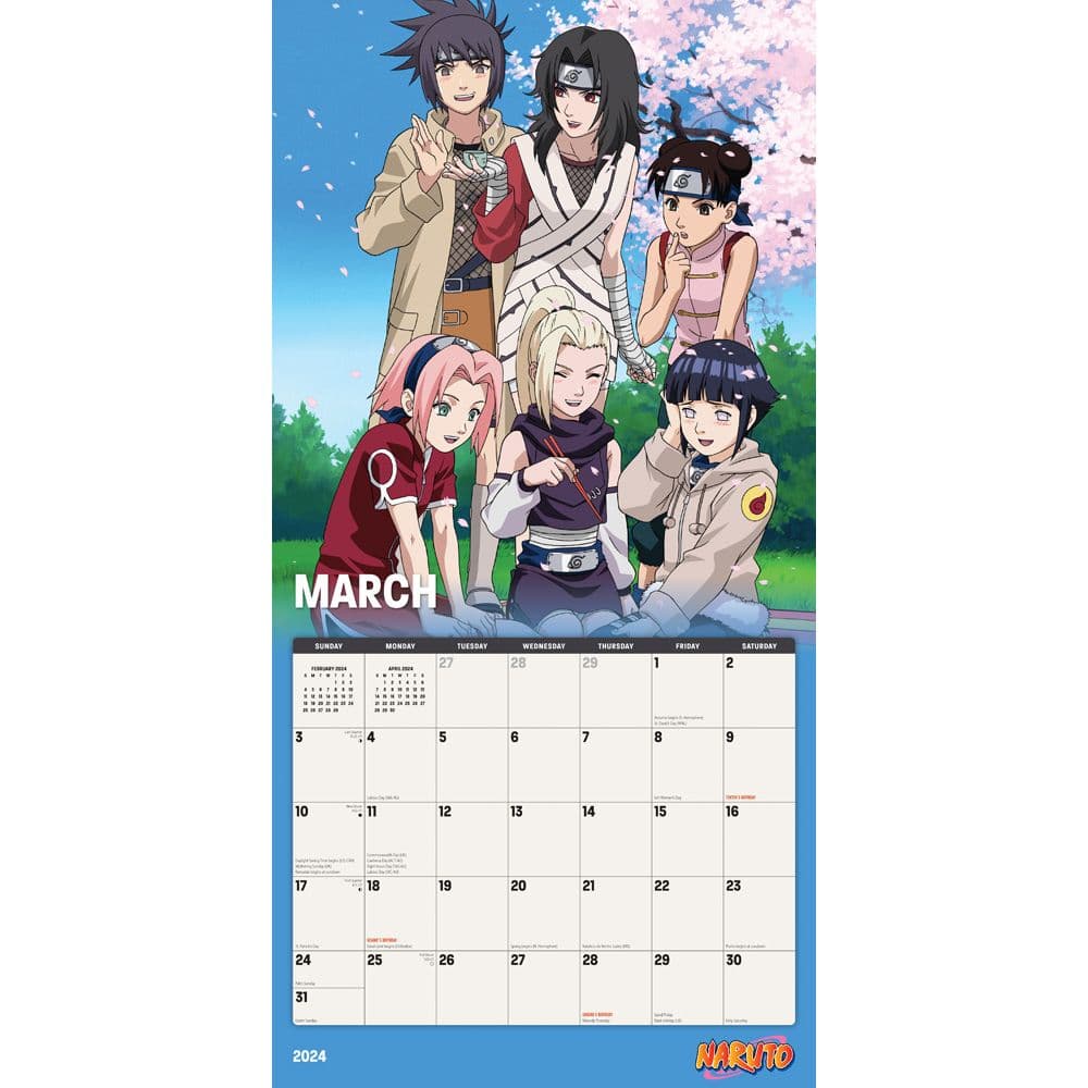 Naruto 2024 Wall Calendar Alt2