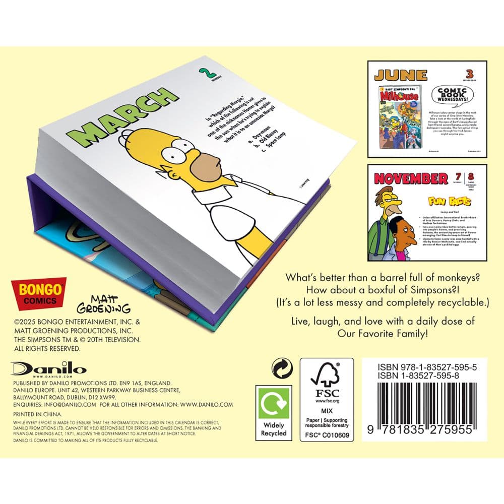 Simpsons 2026 Desk Calendar First Alternate Image