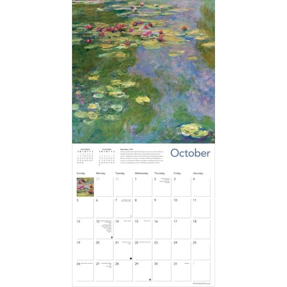 Monet Water Lilies 2025 Wall Calendar Third Alternate Image