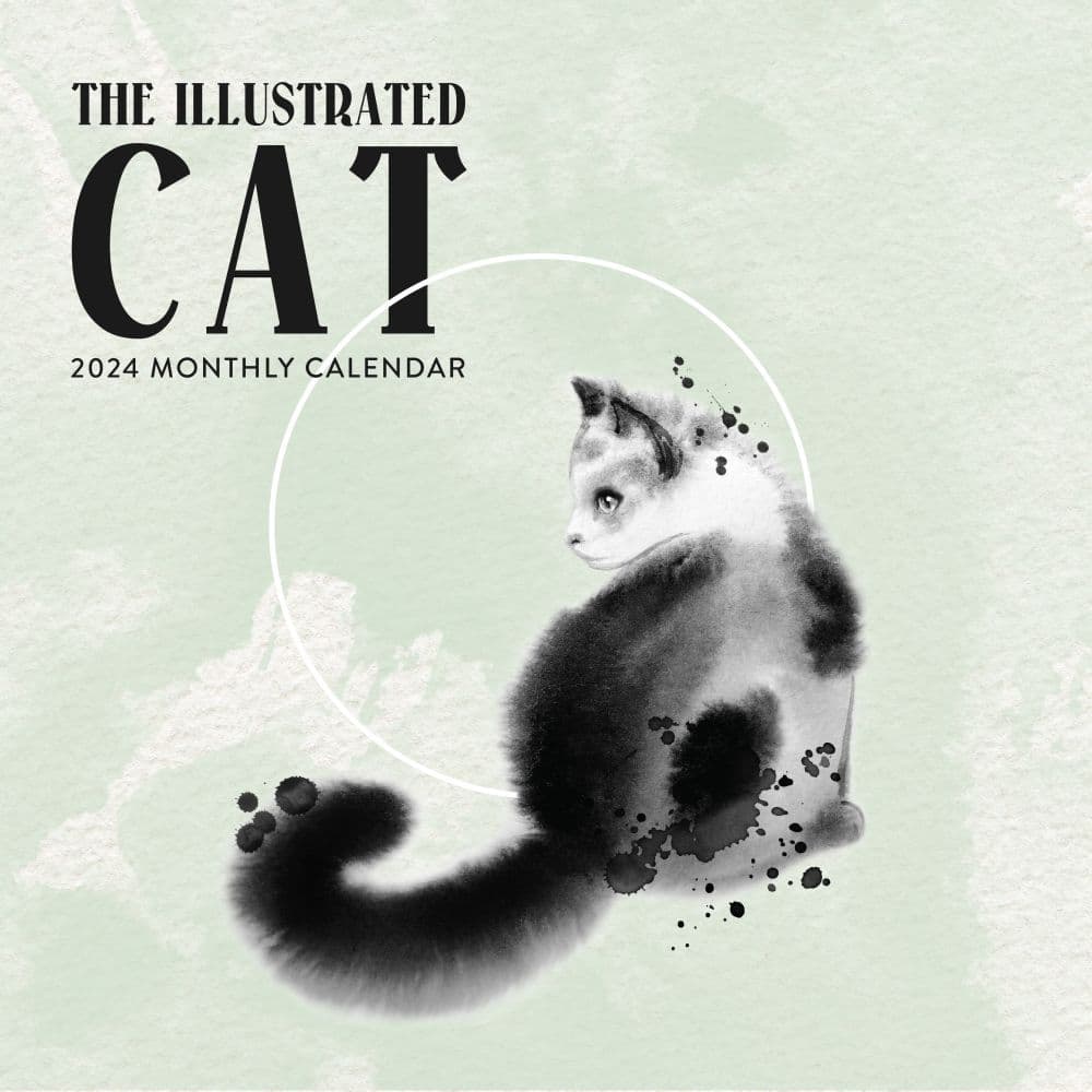 Cat 2024 Wall Calendar, Cat Paintings, Kitten Monthly Calendar, 12