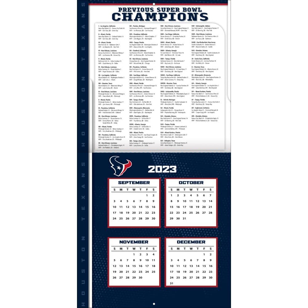 Houston Texans 2024 Wall Calendar