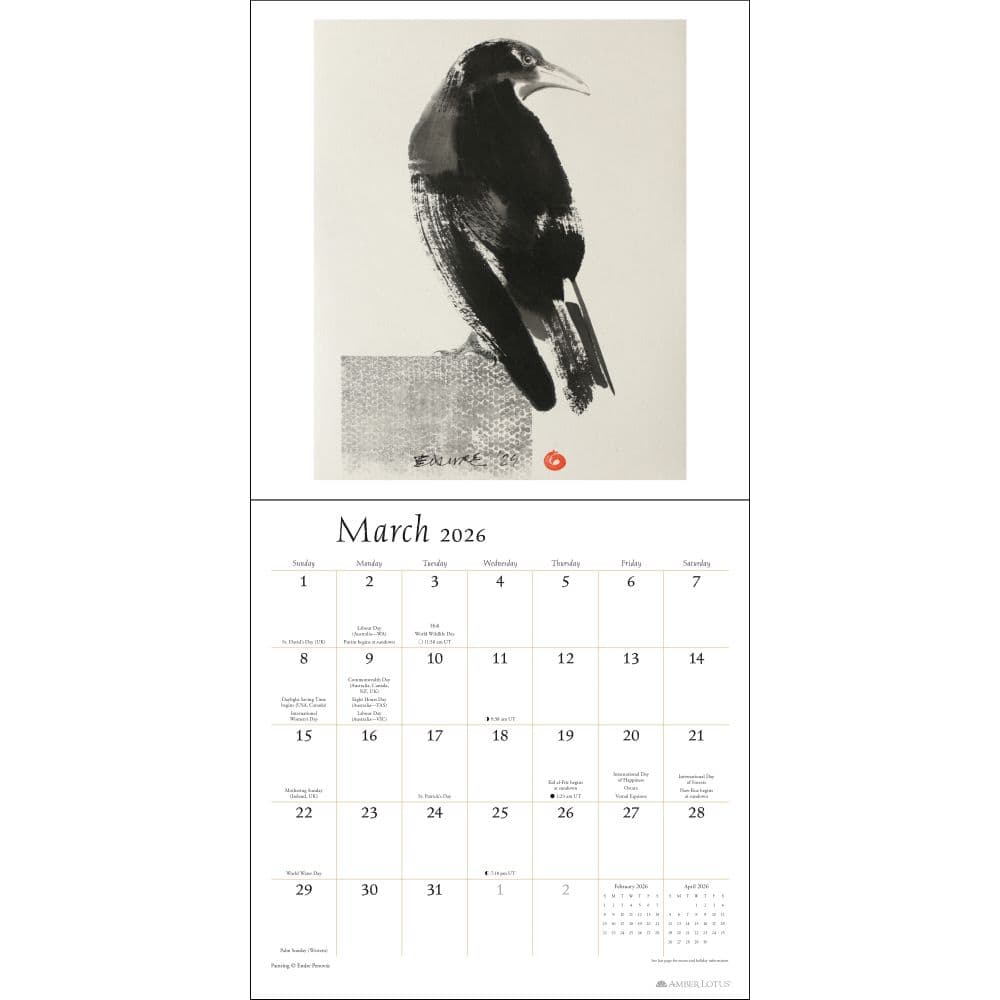 Artful Crow 2026 Wall Calendar Second Alternate Image