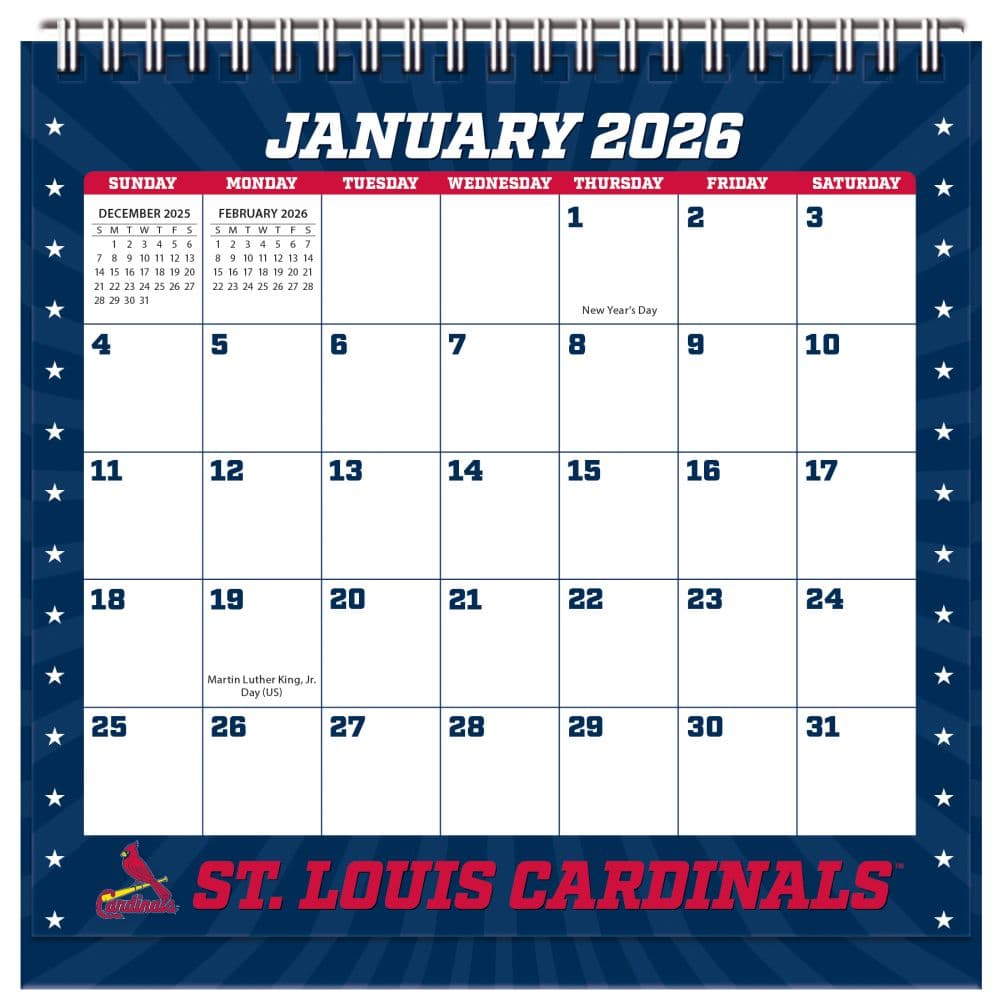 MLB St Louis Cardinals 2026 Easel Desk Calendar Main Product Image