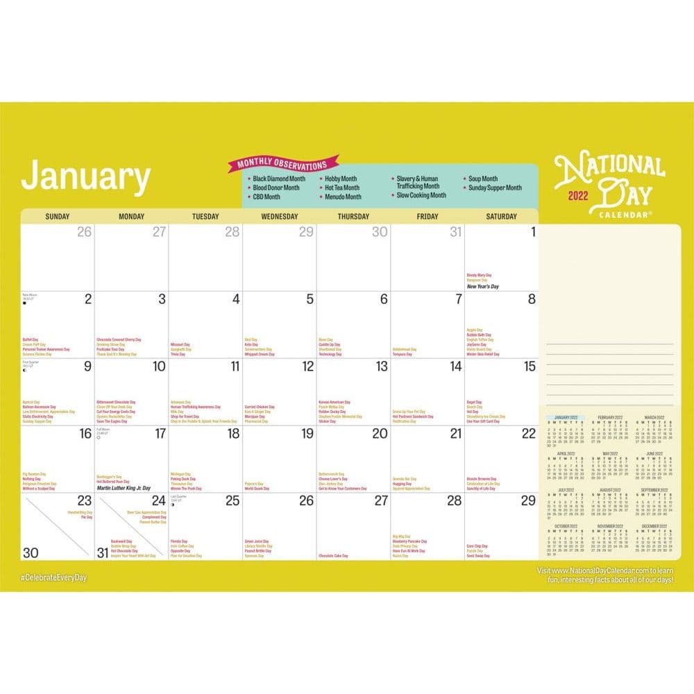 Nationals Calendar 2022 National Day 2022 Desk Pad - Calendars.com