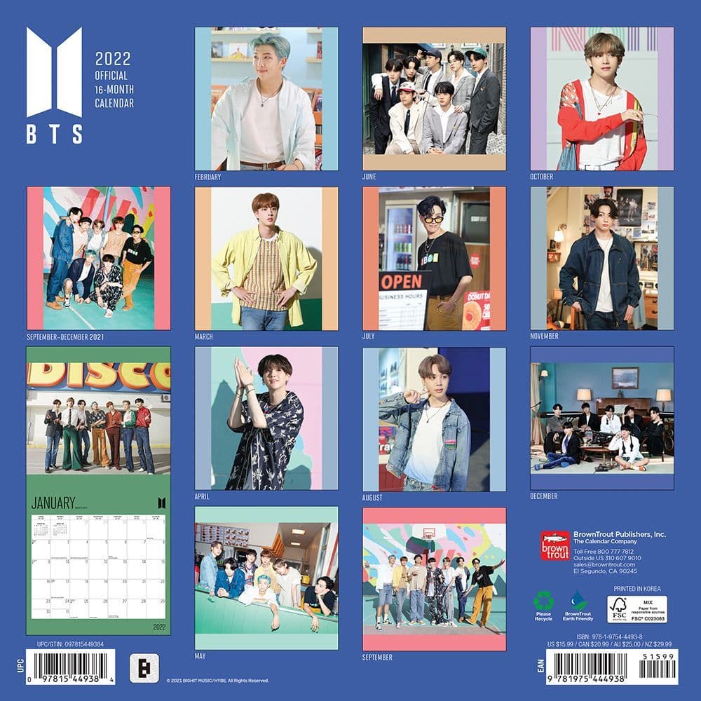 When Opened Size is 12 X 24 BTS Official 2021 16-Month 12 X 12 Wall Calendar 