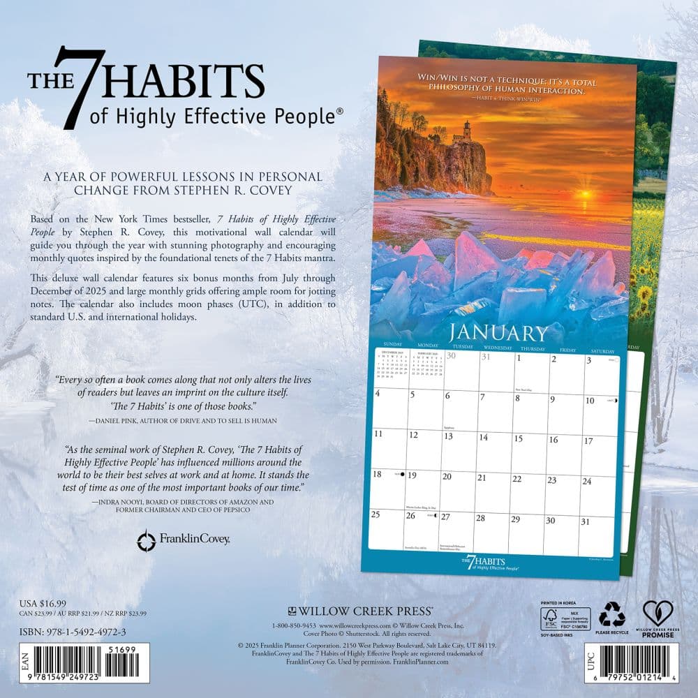 7 Habits Of Highly Effective People Franklin Covey 2026 Wall Calendar First Alternate Image