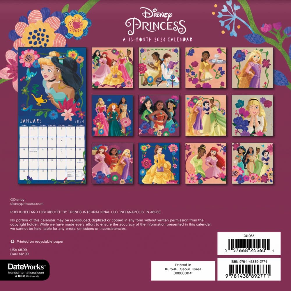 Disney Princess 2024 Mini Wall Calendar Alternate Image 2