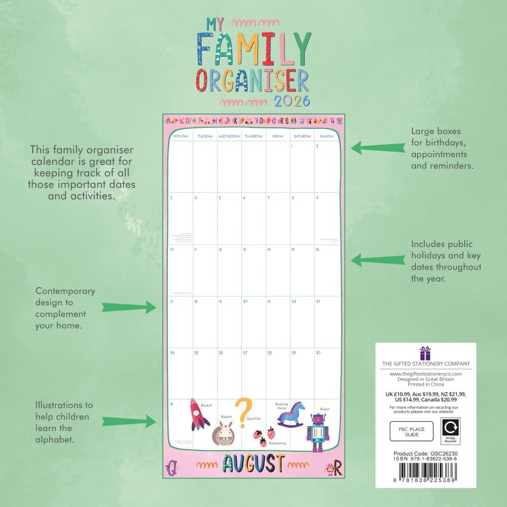 My Family Organiser 2026 Wall Calendar First Alternate Image