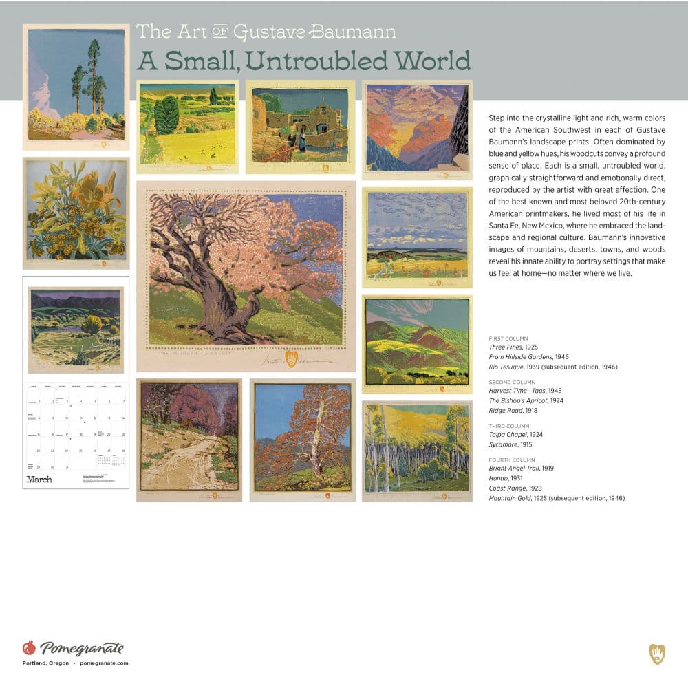 Gustave Baumann 2026 Wall Calendar First Alternate Image