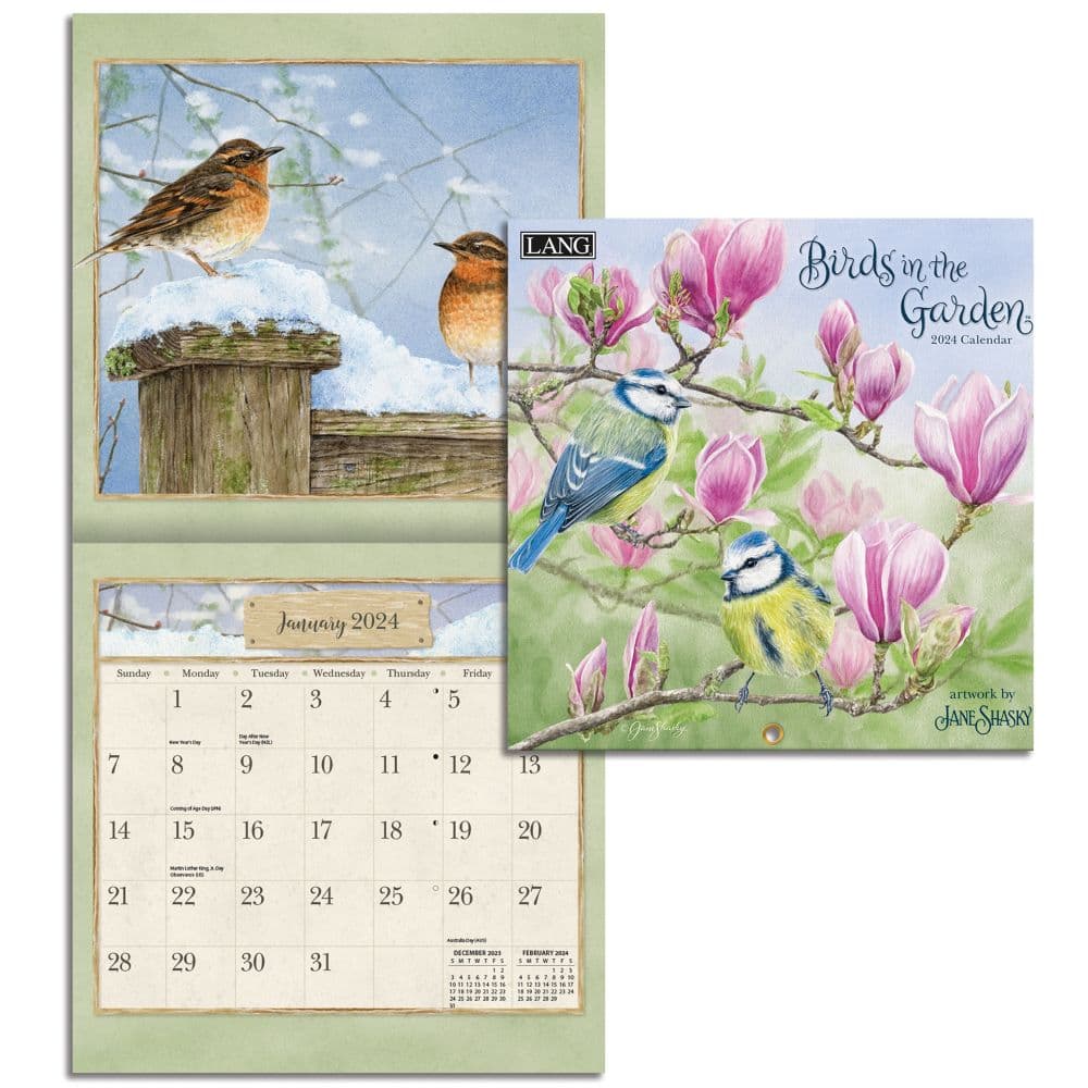 Birds In The Garden 2024 Mini Wall Calendar Alternate Image 3
