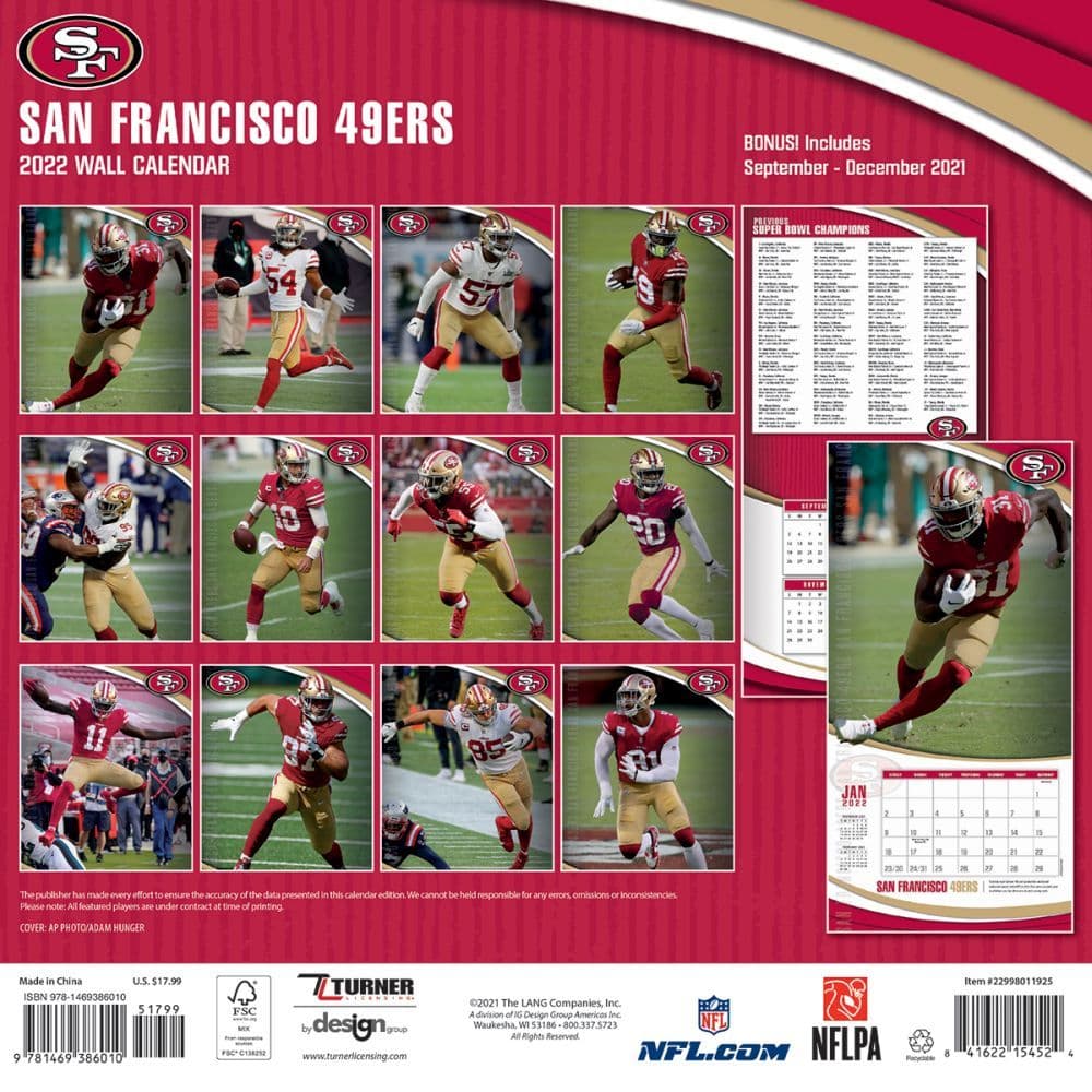 San Francisco 49Ers 2022 Wall Calendar - Calendars.com