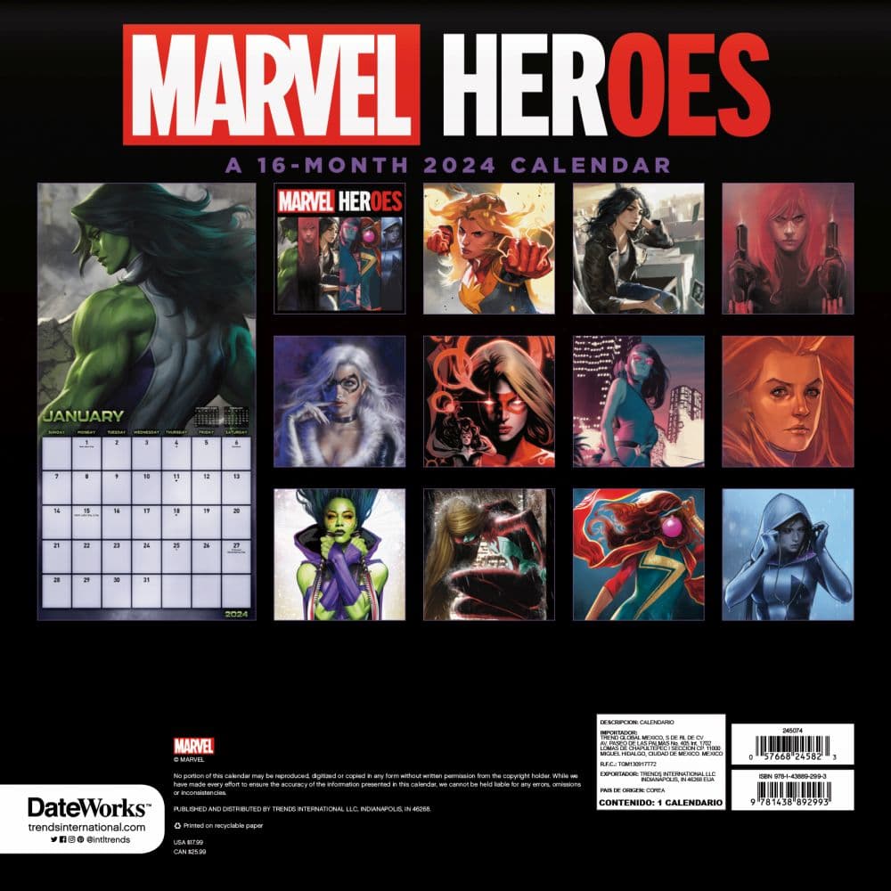 Marvel HERoes 2024 Wall Calendar
