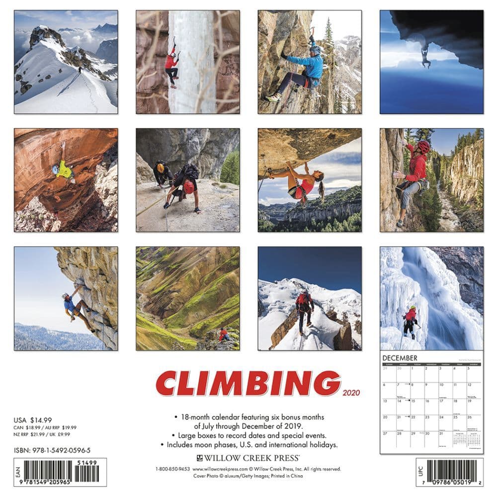 Rock Climbing Wall Calendar