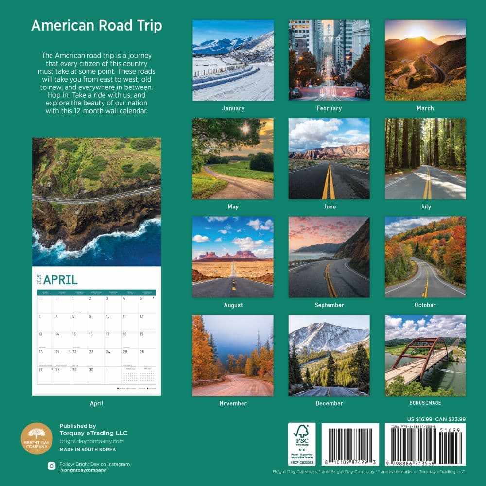 American Road Trip 2025 Wall Calendar First Alternate Image width="1000" height="1000"