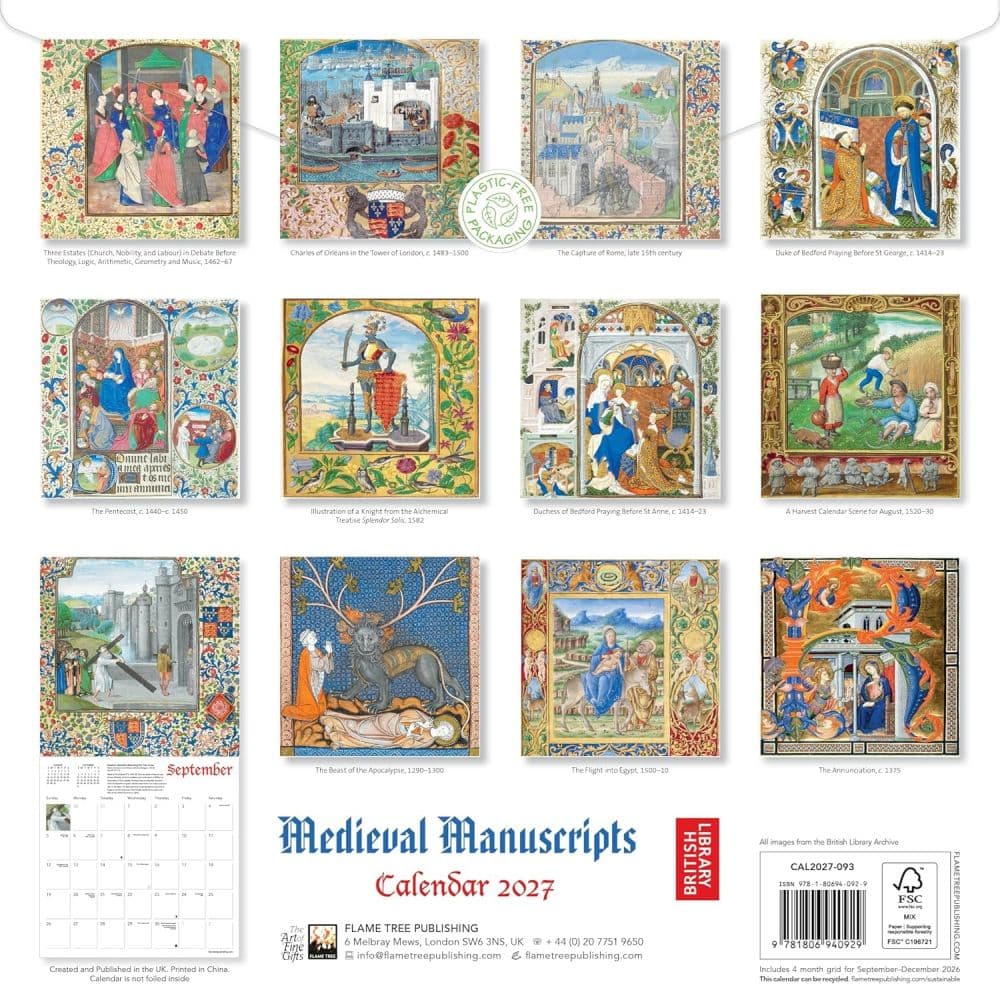 British Library Medieval Manuscripts 2027 Wall Calendar First Alternate Image