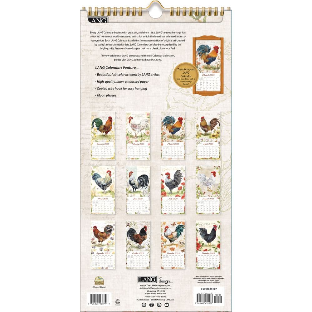 Proud Rooster 2025 Vertical Wall Calendar by Susan Winget_ALT1