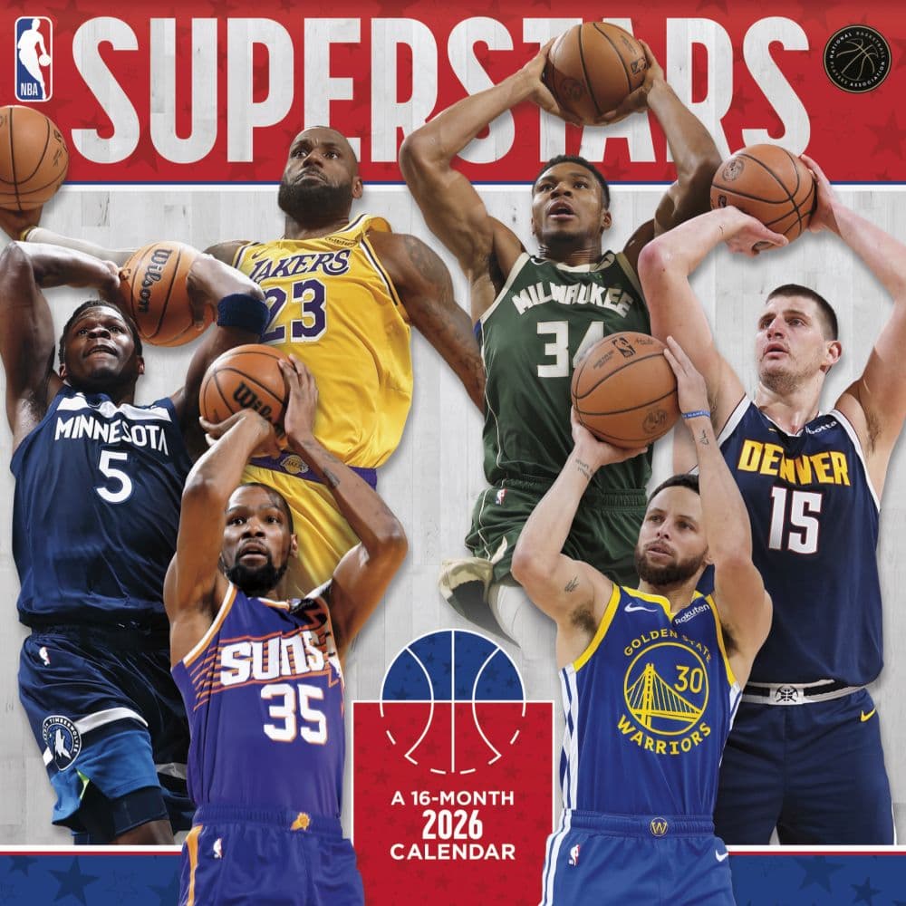 NBA Superstars 2026 Wall Calendar Main Product Image