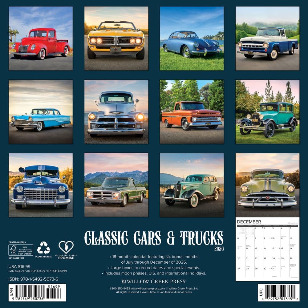 Classic Cars and Trucks 2026 Wall Calendar First Alternate Image