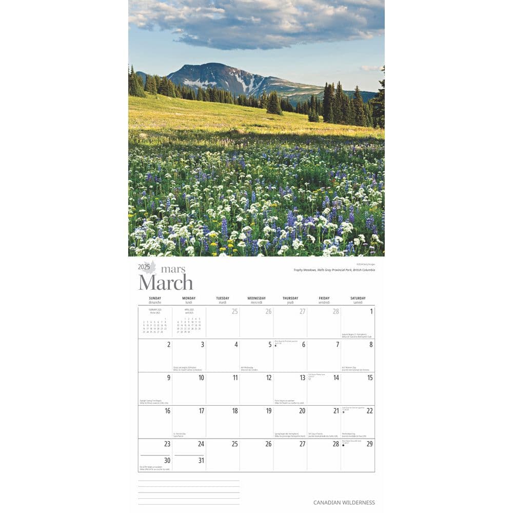 Canadian Wilderness 2025 Wall Calendar interior image