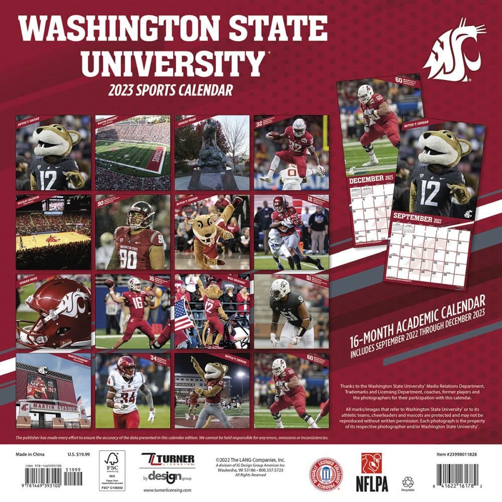 University Of Washington Calendar 2023 Col Washington State Cougars 2023 Wall Calendar - Calendars.com